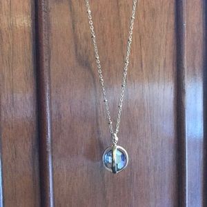 Caged blue crystal long necklace